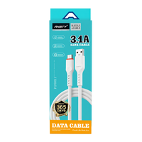 Kabel Data Ansty AT-L02-T Tipe-C USB 3.0 Pengisian Cepat 3.1A Berlapis TPE Konduktor Tembaga Murni untuk Ponsel
