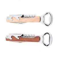 Tire-bouchon portable multifonction en bois en acier inoxydable pour le vin rouge avec logo personnalisé