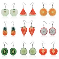 Boucles d'oreilles en fruits acryliques mignons pour bijoux de fête d'été fraise ananas tomate Kiwi Orange concombre pastèque pomme boucles d'oreilles
