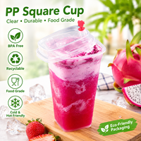 Gobelets carrés jetables en PP de qualité alimentaire, écologiques et recyclables, avec couvercle carré, pour fêtes, fruits, thé, desserts - Vente en gros