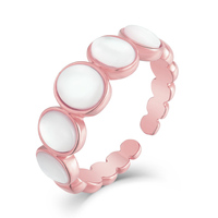Bijoux fins pour femmes, anneaux en argent sterling S925 plaqués or pour femmes, anneaux ouverts ajustables tendance en forme de cercle de coquillages opales