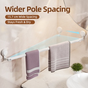 <span class=keywords><strong>Toallero</strong></span> Telescópico Moderno Color Blanco Lechoso, Soporte de Succión al Vacío Multiángulo para Baño - Product Image 1