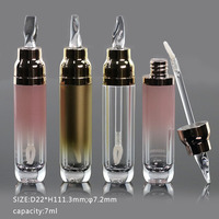 미국산 7ml 립 에나멜 튜브 립 에센스 립 허니 튜브 투명 브러쉬 막대 병 트위스트 중간 링 포장 빈 튜브 PETG
