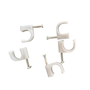 Clips de <span class=keywords><strong>Cable</strong></span> de <span class=keywords><strong>pared</strong></span> de plástico blanco, Clip de clavo plano redondo de 9mm, accesorios de cableado eléctrico, grapa de <span class=keywords><strong>Cable</strong></span> - Product Image 1