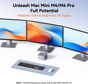 Base Hub 13 en 1 para <span class=keywords><strong>Mac</strong></span> <span class=keywords><strong>Mini</strong></span> M4/M4 Pro con Carcasa para SSD Integrada, DP 4K, HDMI, USB de Alta Velocidad, Lector de Tarjetas, Puerto de Audio y Control de Encendido de un Toque - Product Image 3