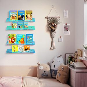 Paquete de <span class=keywords><strong>6</strong></span> estantes flotantes multicolores acrílicos de 15 pulgadas para pared de esmalte de uñas para niños libros tinta de tatuaje estante de aceites esenciales - Product Image 4