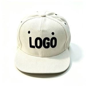 Gorra de Béisbol Personalizada al por Mayor con Logotipo, Gorra Snapback de Pana a Rayas de 6 Paneles con Visera Plana, Estilo Hip Hop, Bordado en Color Pantone - Product Image 3