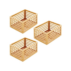 High Quality 3 Pack Bamboo Slotted Storage Cabinet Shelf Organizer Bin for Kitchen Pantry Living Room