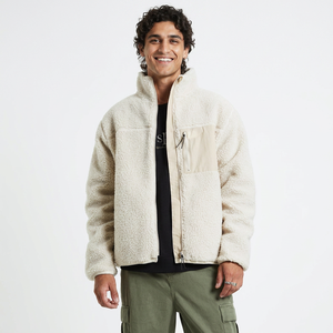 Veste en polaire décontractée pour homme, vêtement d'extérieur en sherpa avec capuche en laine d'agneau, col montant, fermeture éclair, manteau d'hiver - Product Image 1