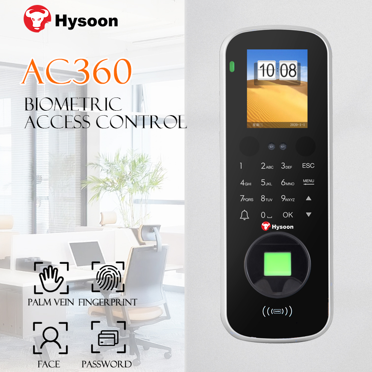2024 Новый дешевый Hysoon AC360 для корпоративного управления Биометрическим распознаванием отпечатков пальцев и лиц, контроль доступа и посещаемость времени