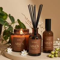 Difusor de Aromas de Vidrio Ecológico AIKUN con Juego de Velas Aromáticas y Empaque de Regalo para Decoración de Spa, Hotel y Hogar