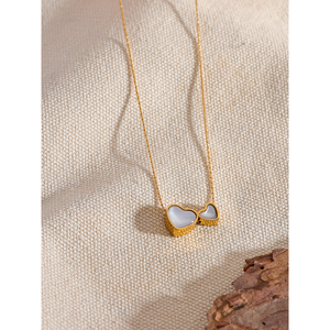 JINYOU 731 Elegante Collar con Colgante de Corazón de Concha Natural y Acero Inoxidable para Mujer, Color Dorado, Joyería Romántica con Dije, <span class=keywords><strong>Bijoux</strong></span> Femme - Product Image 4