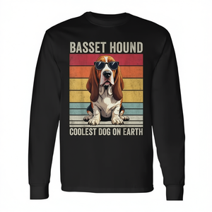 T-Shirt a Maniche Lunghe Basset Hound, Design Vintage Unisex per Adulti, Stampa Digitale, Abbigliamento Promozionale - Product Image 3