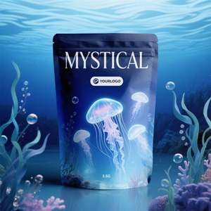 Custom 3.5g Exotic Die Cut Mylar Bags for Sushi Logo Printing Smell Proof Resealable <b>Holographic</b> Packaging Edible Mushroom - Product Image 2