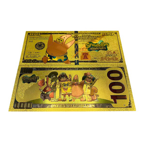 Billete de 100 Dólares Americanos de Bob Esponja, Diseño Personalizado de Anime, Chapado en Oro de 24k - Product Image 4