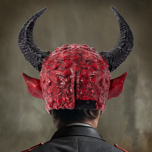 Meilleure vente d'une seule pièce rouge diable Satan corne casques RP matériel Halloween Costume thème fête masques pour Europe Amérique - Product Image 4