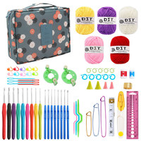 Set benang rajut TPR pegangan biru lintas batas alat rajut buatan tangan DIY dengan kemasan tas untuk pemula