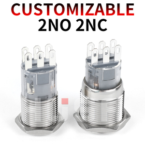 Công Tắc Nút Bấm Kim Loại Chống Nước 1NO1NC 2NO2NC 16/19/22/25/28/30Mm Công Tắc Nguồn Động Cơ Xe Hơi Tạm Thời Đèn LED 3/6/12/24/220V - Product Image 4