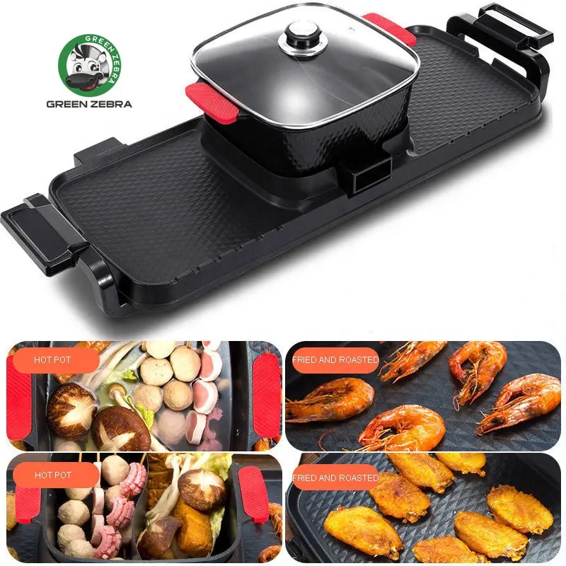 Bàn Trong Nhà Hàn Quốc Top Thịt Nướng Không Khói Grill Đảng Griller Không Dính Lẩu 2 Trong 1 Điện 2000 Wát BBQ Nướng