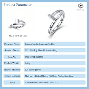 Anillo de <span class=keywords><strong>compromiso</strong></span> de moissanita estilo clavo de 0.1 CTW en plata de ley S925 chapado en oro/platino de 14K para mujer, diseño envolvente con pavé - Product Image 2