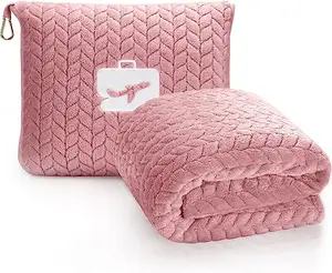 XH Wholesale Air Conditioning Airline Custom Pink Throw Travel Fleece Blanket