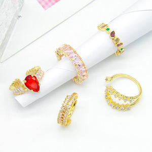 Fashion <b>Rings</b> Gold Plated Copper Geometric Zircon Micro Pave Women's Party Jewelry Accessories - Product Image 2