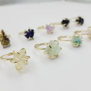 Raw Crystals and Amethyst Adjustable 14K gold filled Rings,Gemstone Ring
