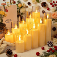 Bougies LED sans flamme à piles, supports transparents, effet de flamme vacillante réaliste, écologiques, pour Diwali, Noël, mariage