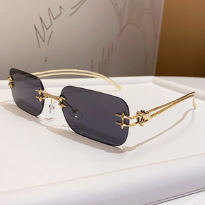 Lunettes de soleil rectangulaires sans monture SPOEN, protection solaire UV400, unisexe, adulte - Product Image 2