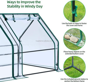 Invernadero Portátil de 2 Habitaciones con Cubierta Transparente de PVC Impermeable, Diseño Moderno de Metal, Ecológico, para Plantas de Jardín - Product Image 3