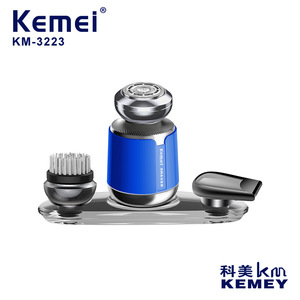 Afeitadora Eléctrica Komei KM-3223 3 en 1, Rotativa, Recargable, Impermeable, Portátil, con Cepillo de Limpieza - Product Image 4