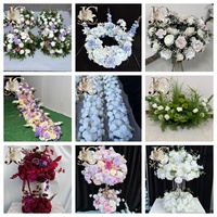 Chemin de table floral OLER en soie douce, motif corail rose, pour allée de mariage