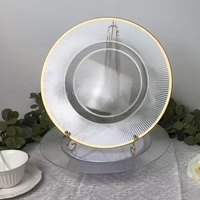 SUNYO Vente à Chaud Besta Shanxi Chargeur de Luxe Assiettes en Verre de Mariage Assiettes en Verre avec Bord Doré Assiettes plates pour Événements