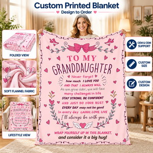 Coperta Personalizzata con Stampa, Regalo con Citazione d'<span class=keywords><strong>Amore</strong></span> per la Mia Nipote, Plaid in Flanella con Cuori Rosa, OEM ODM e Misure Personalizzate - Product Image 1