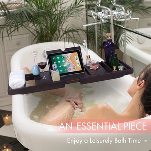 Caddie <span class=keywords><strong>de</strong></span> bain <span class=keywords><strong>extensible</strong></span> <span class=keywords><strong>de</strong></span> luxe en bambou, livre et porte-vin, organisateur gratuit <span class=keywords><strong>de</strong></span> savon, produits <span class=keywords><strong>de</strong></span> salle <span class=keywords><strong>de</strong></span> bain, <span class=keywords><strong>plateau</strong></span> <span class=keywords><strong>de</strong></span> <span class=keywords><strong>baignoire</strong></span> - Product Image 3