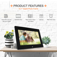 Cadre photo numérique 8 pouces avec lecture vidéo, horloge et audio MP3 – Prise en charge des formats AVI MP4, téléchargement gratuit de films pour calendrier