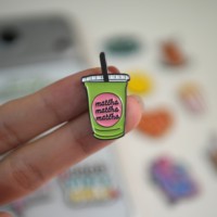 Autocollants personnalisés en métal émaillé pour téléphone, adhésifs 3M, motifs Matcha, Café, Thé, Pizza, Popcorn, Cœur, Citation Arabe, Anatomie, pour coque de téléphone décorative