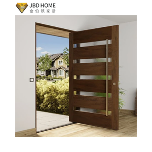 Portes Pivotantes d'Entrée Principale de Villa Moderne avec Cadre en Aluminium Noir, Portes d'Entrée en Verre Élégantes pour Maisons Contemporaines - Product Image 4