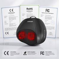 LEERCON Massagekissen für den Rücken mit Vibration, Knetfunktion, Wärmekompression, Rotlicht, Turmalin, Negativ-Ionen, 4 Geschwindigkeiten, PU-Leder