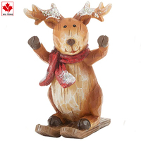 Vente chaude - Cadeau de Noël - Figurines d'animaux en résine rouge - Cerf et pingouin de Noël - Fabriquées à la main et peintes à la main - Décoration pour la maison