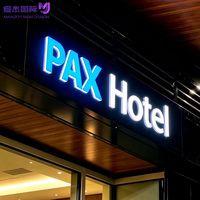 Lettres en relief LED à éclairage frontal, en aluminium de haute qualité, avec face en vinyle transparent, profondeur et finition personnalisées, idéales pour les devantures de magasins