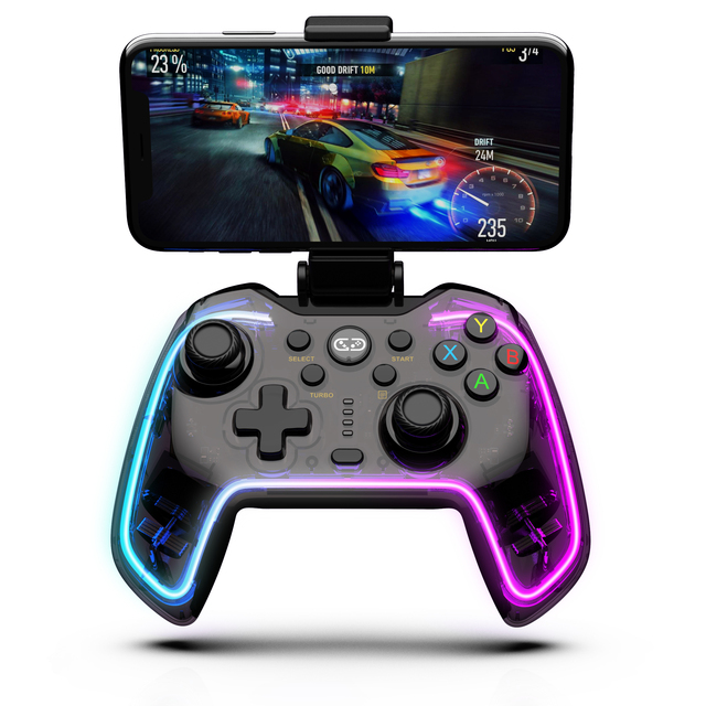 Wireless Mobile Games Controller for Android/iOS/PC/Switch/PS4 - RGB Lighting & Turbo Function