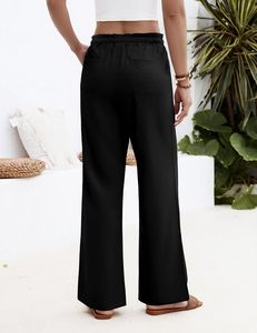 <span class=keywords><strong>Pantaloni</strong></span> Estivi da Donna Leggeri, Vestibilità Ampia, Gamba Larga, Comodi, <span class=keywords><strong>con</strong></span> <span class=keywords><strong>Elastico</strong></span> <span class=keywords><strong>in</strong></span> <span class=keywords><strong>Vita</strong></span>, Fluido, Casual ed Elegante - Product Image 3
