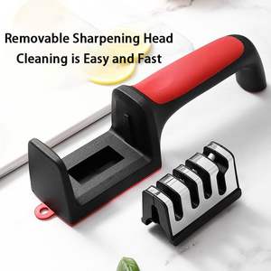 Aiguiseur de couteaux de cuisine 3/4 segments, multifonctionnel, manuel, 3/4 usages, pierre à aiguiser noire - Product Image 3