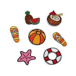 Nouvel autocollant brodé style estival thème plage, motif tongs et bouée de natation, pour la décoration de vêtements et de chapeaux - Product Image 1