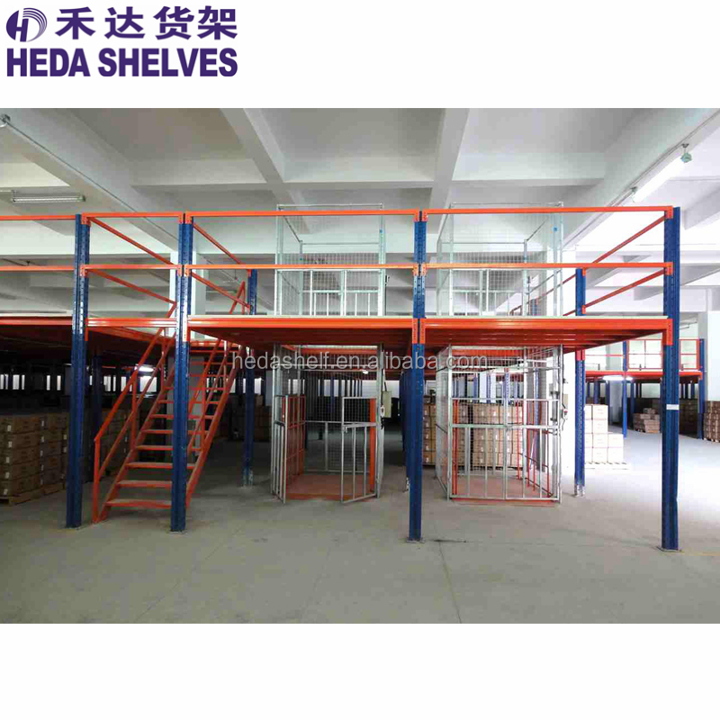 Seguro profesional de acero de múltiples niveles de galvanizado duradero entresuelo estanterías
