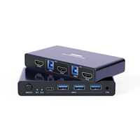 Commutateur KVM HDMI 2 ports, 4K 60Hz, pour 2 ordinateurs, partage 1 moniteur et clavier/souris avec contrôleur filaire, Plug and Play