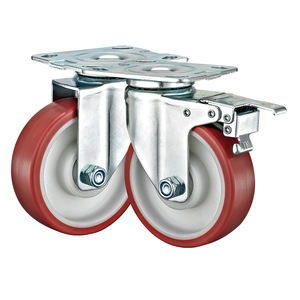 5 ''Rodas Vermelhas Pesadas Médias PU Máquinas Industriais Carrinhos Rodas de Rodízio - Product Image 2