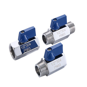 Vanne à boisseau sphérique miniature en acier inoxydable 1/2 po PN63 pour utilisation à l'eau à température normale - Product Image 1
