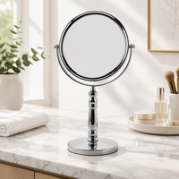 Miroir de maquillage double face personnalisé avec logo, 7 pouces, en métal, rond, sur pied, grossissant, pour table de maquillage
